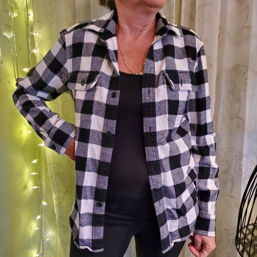 Black and white thick plaid uniqlo
